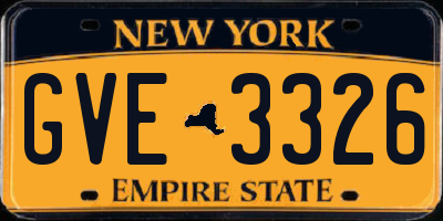 NY license plate GVE3326