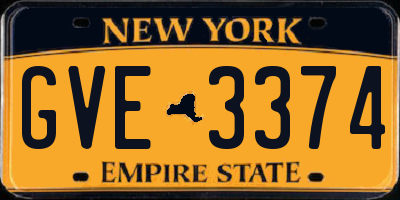 NY license plate GVE3374