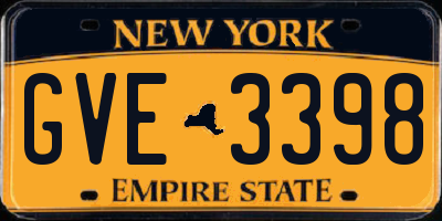 NY license plate GVE3398