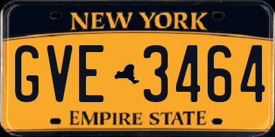 NY license plate GVE3464