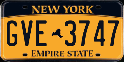 NY license plate GVE3747