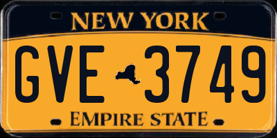 NY license plate GVE3749