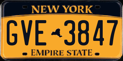 NY license plate GVE3847