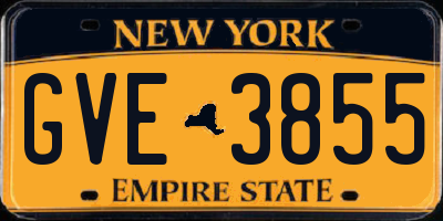 NY license plate GVE3855