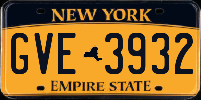 NY license plate GVE3932