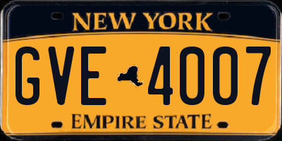 NY license plate GVE4007