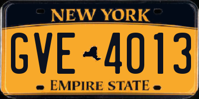 NY license plate GVE4013