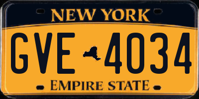 NY license plate GVE4034