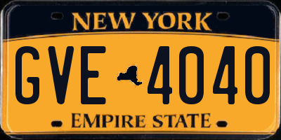 NY license plate GVE4040