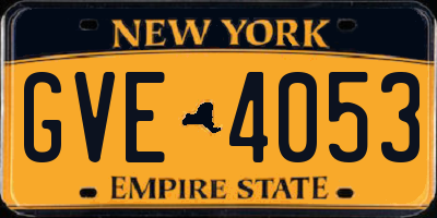 NY license plate GVE4053
