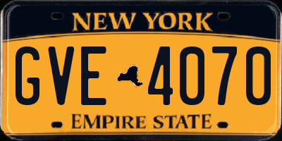 NY license plate GVE4070
