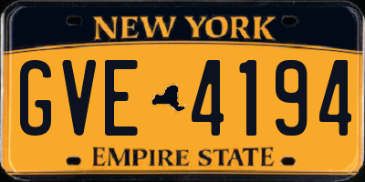 NY license plate GVE4194