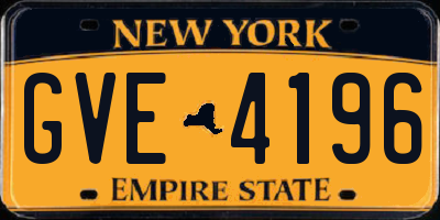 NY license plate GVE4196