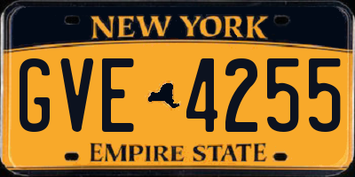 NY license plate GVE4255