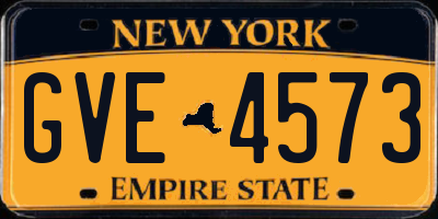 NY license plate GVE4573