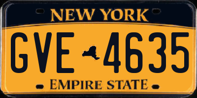 NY license plate GVE4635