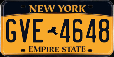 NY license plate GVE4648