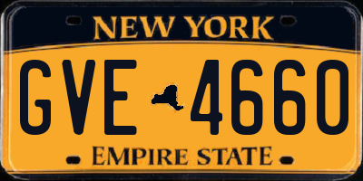 NY license plate GVE4660