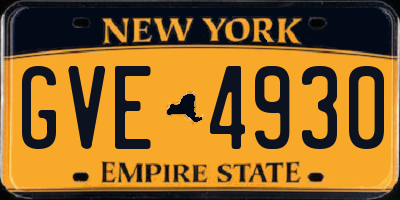 NY license plate GVE4930