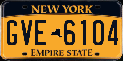 NY license plate GVE6104