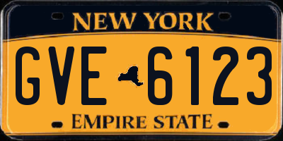 NY license plate GVE6123