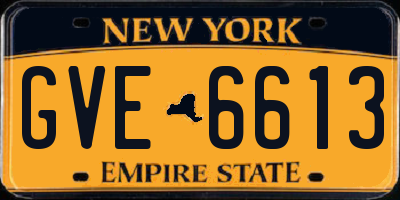 NY license plate GVE6613