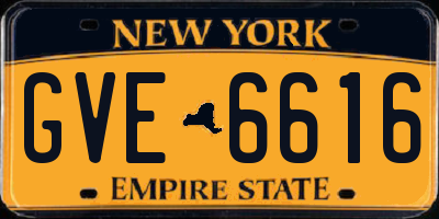NY license plate GVE6616