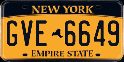 NY license plate GVE6649