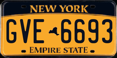 NY license plate GVE6693