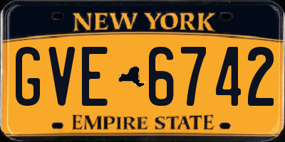 NY license plate GVE6742