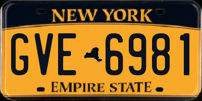 NY license plate GVE6981