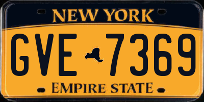 NY license plate GVE7369