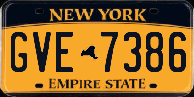 NY license plate GVE7386