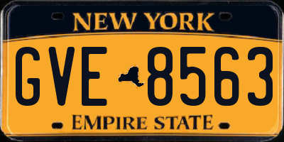 NY license plate GVE8563