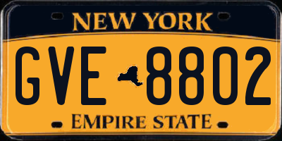 NY license plate GVE8802