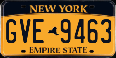 NY license plate GVE9463
