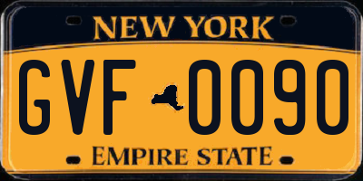 NY license plate GVF0090