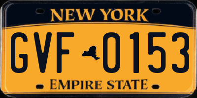 NY license plate GVF0153