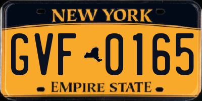 NY license plate GVF0165