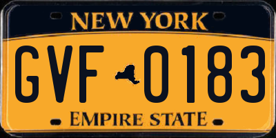 NY license plate GVF0183