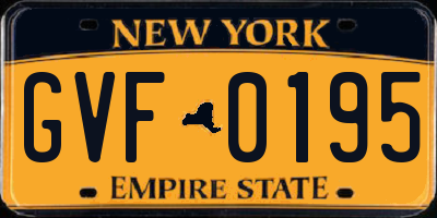 NY license plate GVF0195