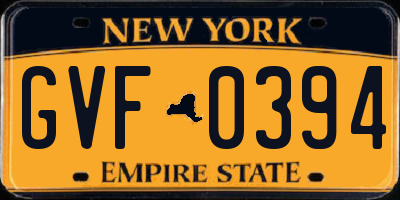 NY license plate GVF0394