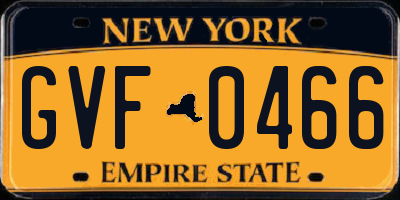 NY license plate GVF0466