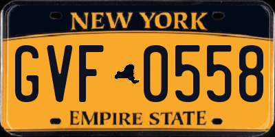NY license plate GVF0558