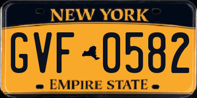 NY license plate GVF0582