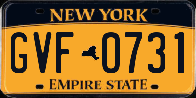 NY license plate GVF0731