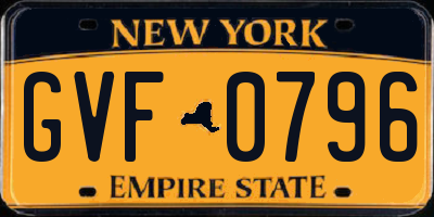 NY license plate GVF0796