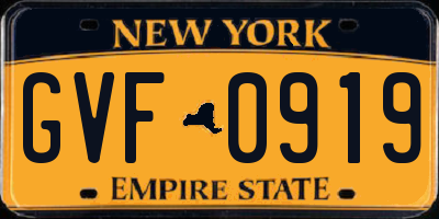 NY license plate GVF0919