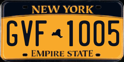 NY license plate GVF1005