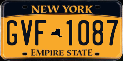 NY license plate GVF1087